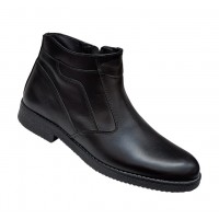 Ghete barbatesti negre din piele naturala cu fermoar Rusay Office GKR61N